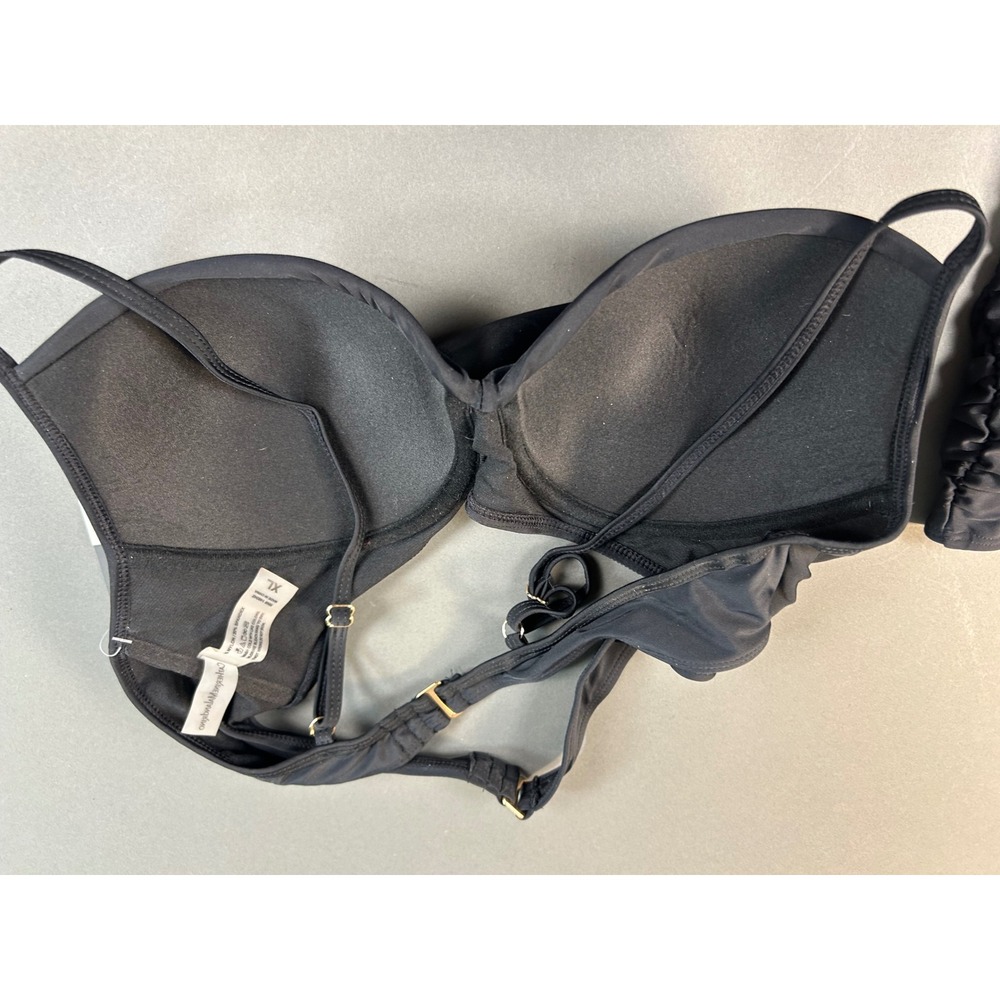 Catherine Malandrino Black Twist Front Bikini Top & High Waist Shirred Bottom - Picture 5 of 9